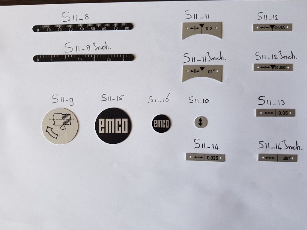 plaques signalétiques pour EMCO Super 11  et EMCO FB2, Bricolage & Construction, Enlèvement ou Envoi