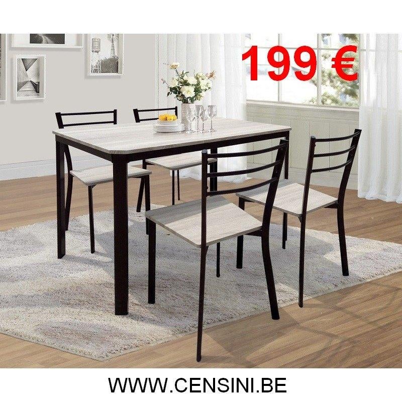 ENSEMBLES Table & 4 chaises Nouveaux en kit., Neuf, 100 à 150 cm, Quatre personnes, Enlèvement