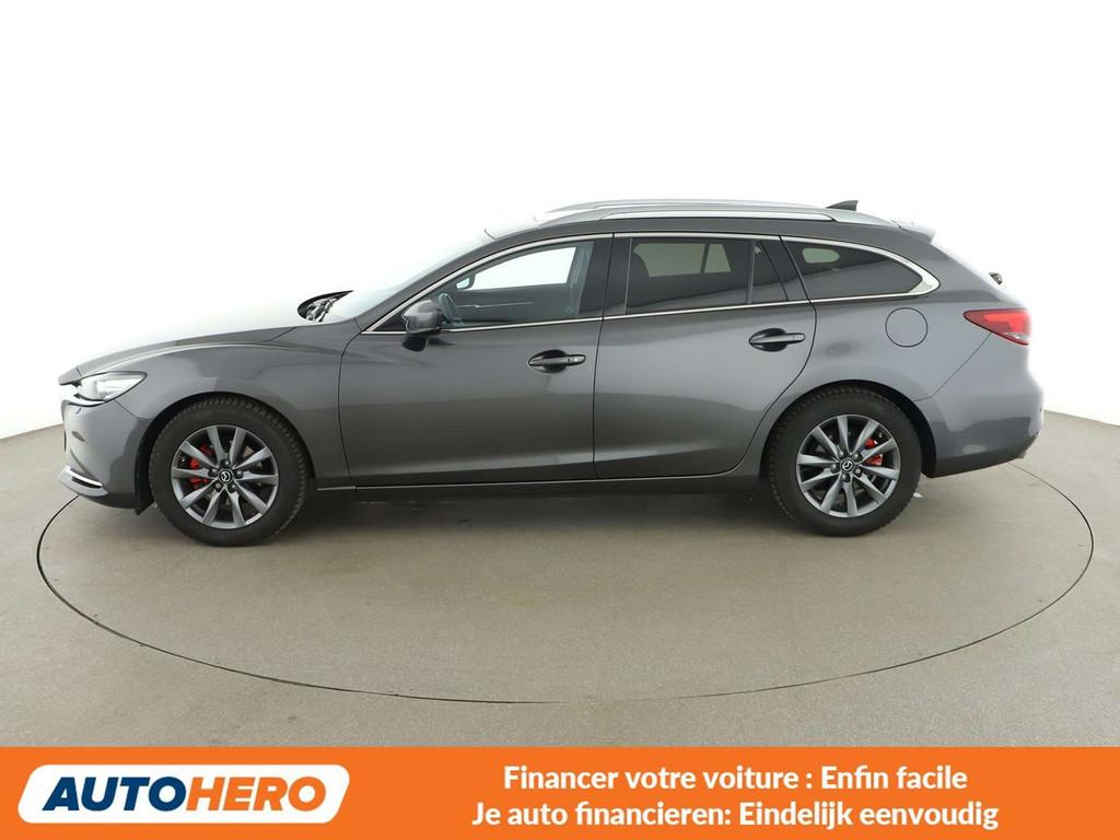 Mazda 6 2.5 Exclusive-Line (bj 2019, automaat), Auto's, Leder, 5 deurs, 172 g/km, Zilver of Grijs