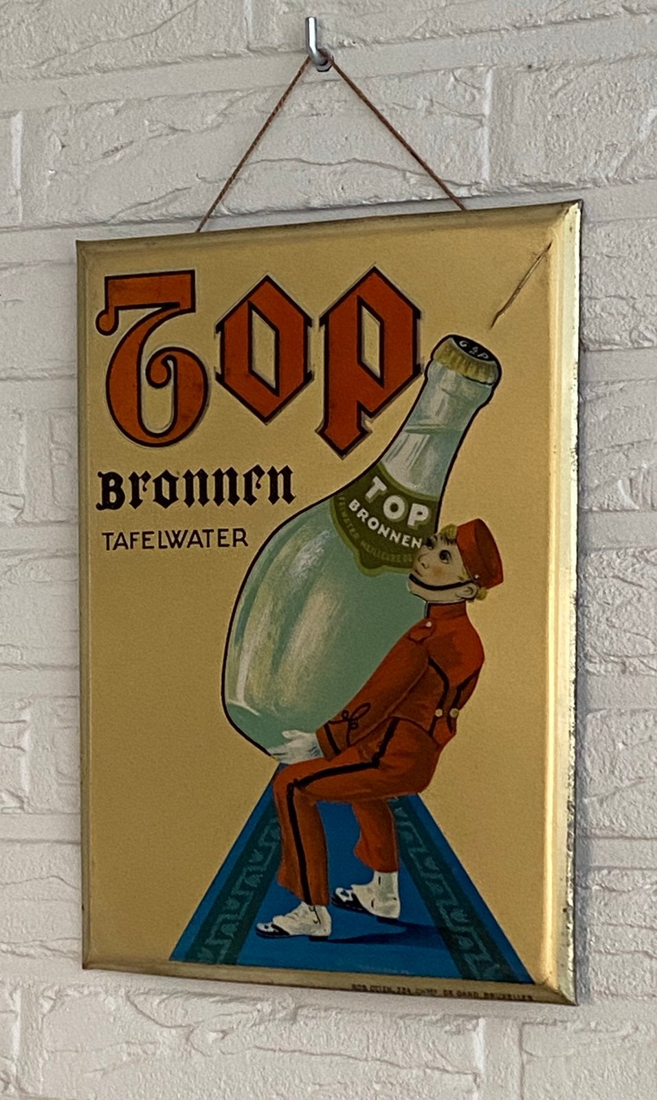 1930's Origineel glacoide reclamebordje TOP BRONNEN - Brakel, Enlèvement ou Envoi, Utilisé, Panneau, Plaque ou Plaquette publicitaire