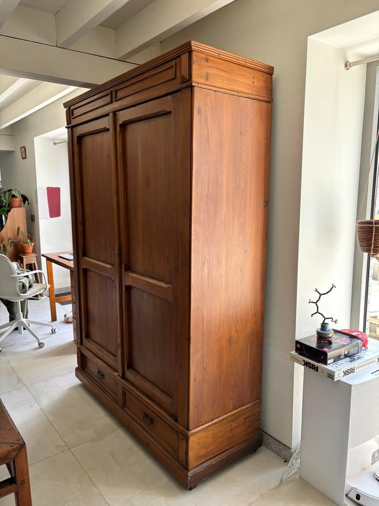 Antieke Massief houten Kast, Huis en Inrichting, Kasten | Kleerkasten, Ophalen, Gebruikt, Met deur(en)