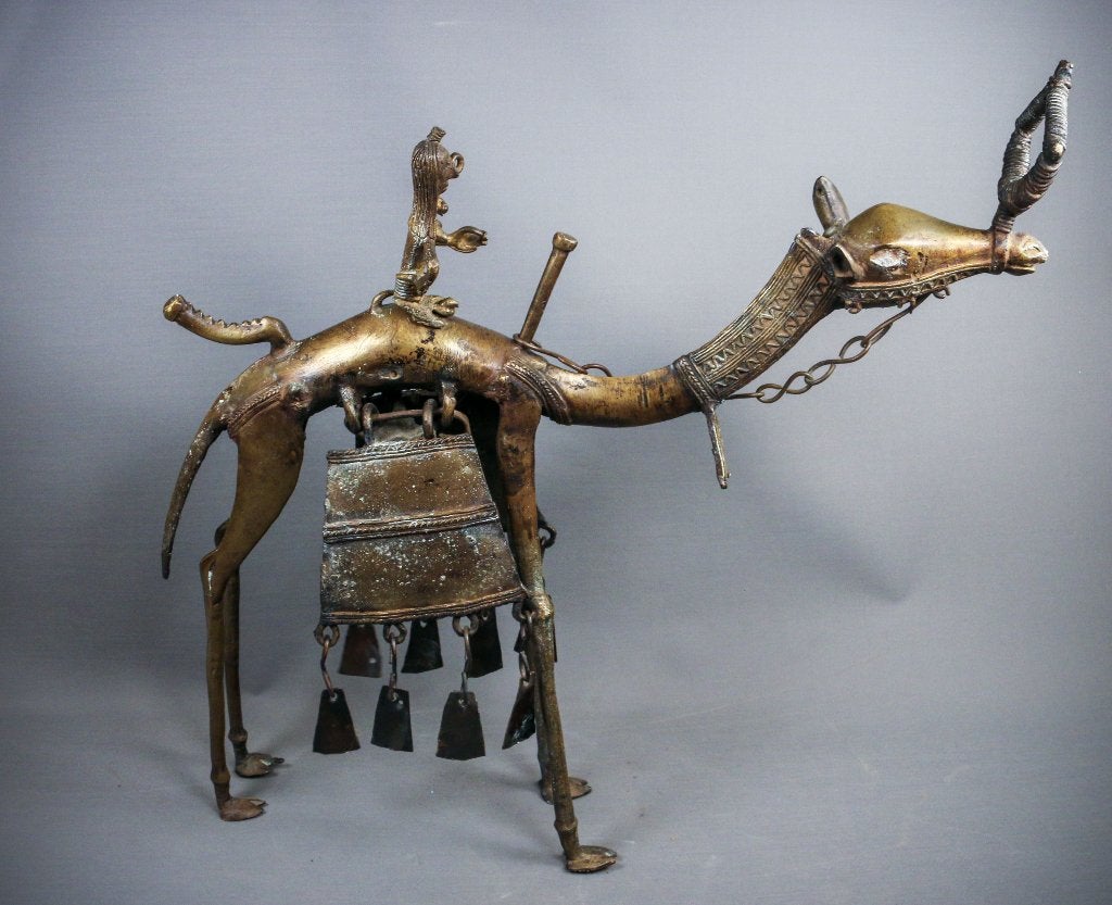 Grand bronze zoomorphe Sao du Tchad de 60 cm, Antiquités & Art, Enlèvement, Bronze