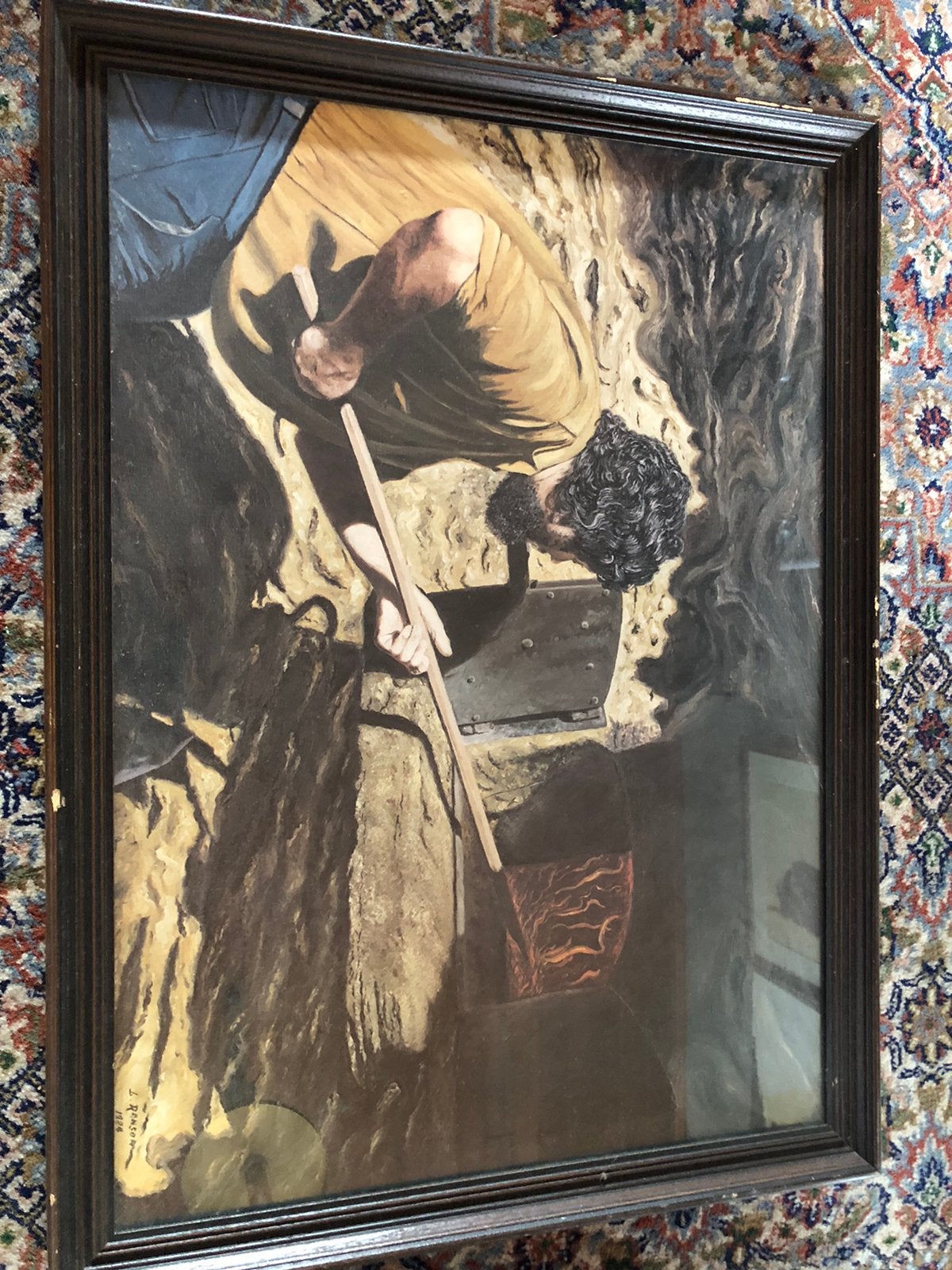 Peinture industrielle de mineur de nature morte de L. Ranson, Enlèvement, Vintage, Daté, Nature morte