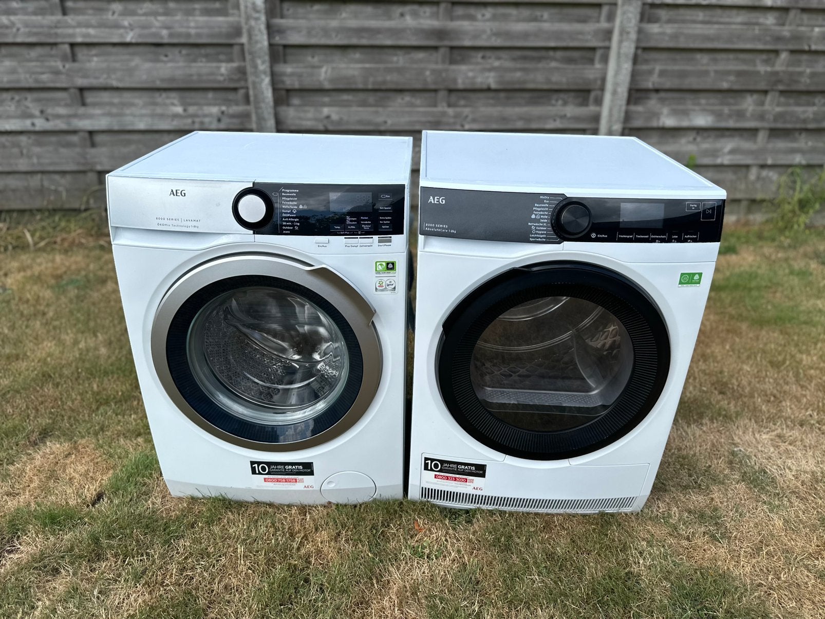 ❇️SetAeg wasmachine endroogkast werken perfect beideA+++ 8KG, Elektronische apparatuur, Wasmachines, Ophalen, Voorlader, 90 tot 95 cm