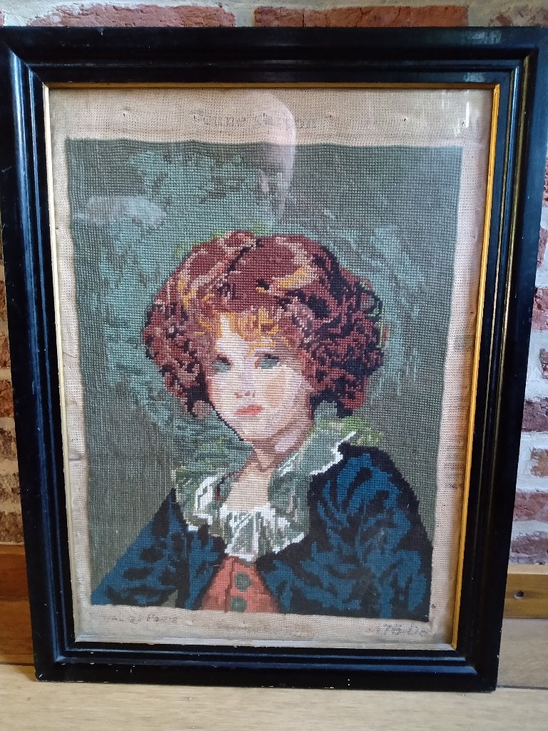 Gemaasde schilderij op doek met kader en glas, Ophalen, Zo goed als nieuw, Schilderij