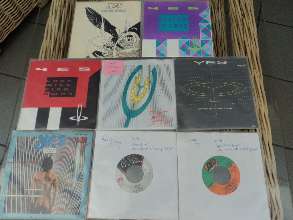 Yes lot van 8 singles voor 10 euro!, 7 inch, Ophalen of Verzenden, Fotohoes, Overige typen