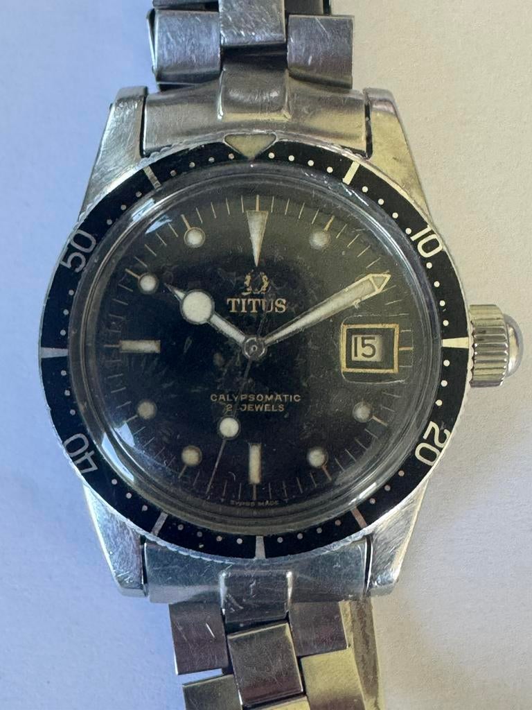Titus Calypsomatic 7085, Overige merken, Staal, Met bandje, Polshorloge
