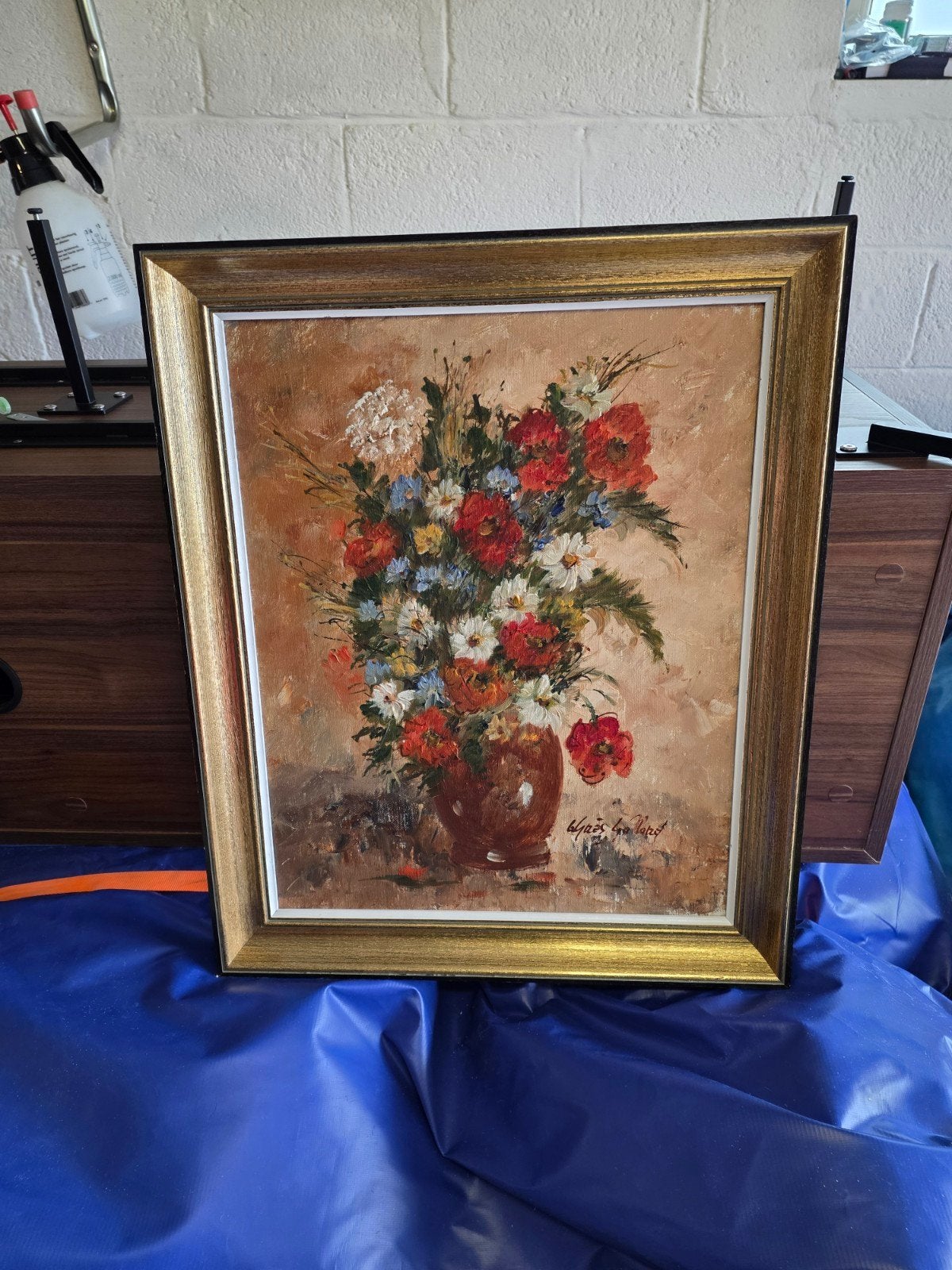 Tableau avec certificat, Enlèvement ou Envoi, Fleurs
