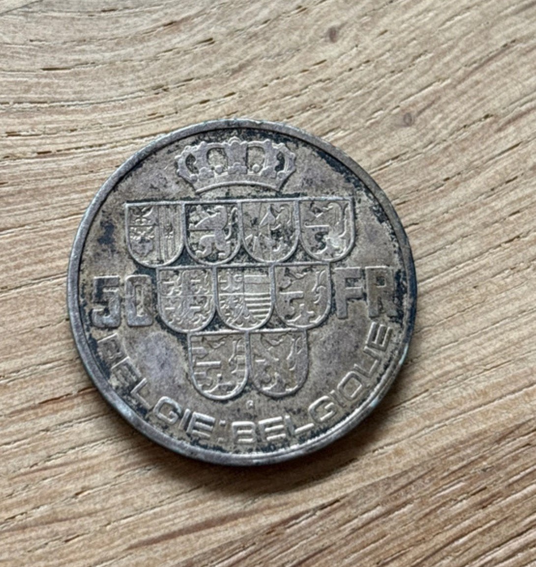 Munt van 50 Belgische frank Leopold III zilver 1939, Postzegels en Munten, Ophalen of Verzenden, Zilver, Zilver