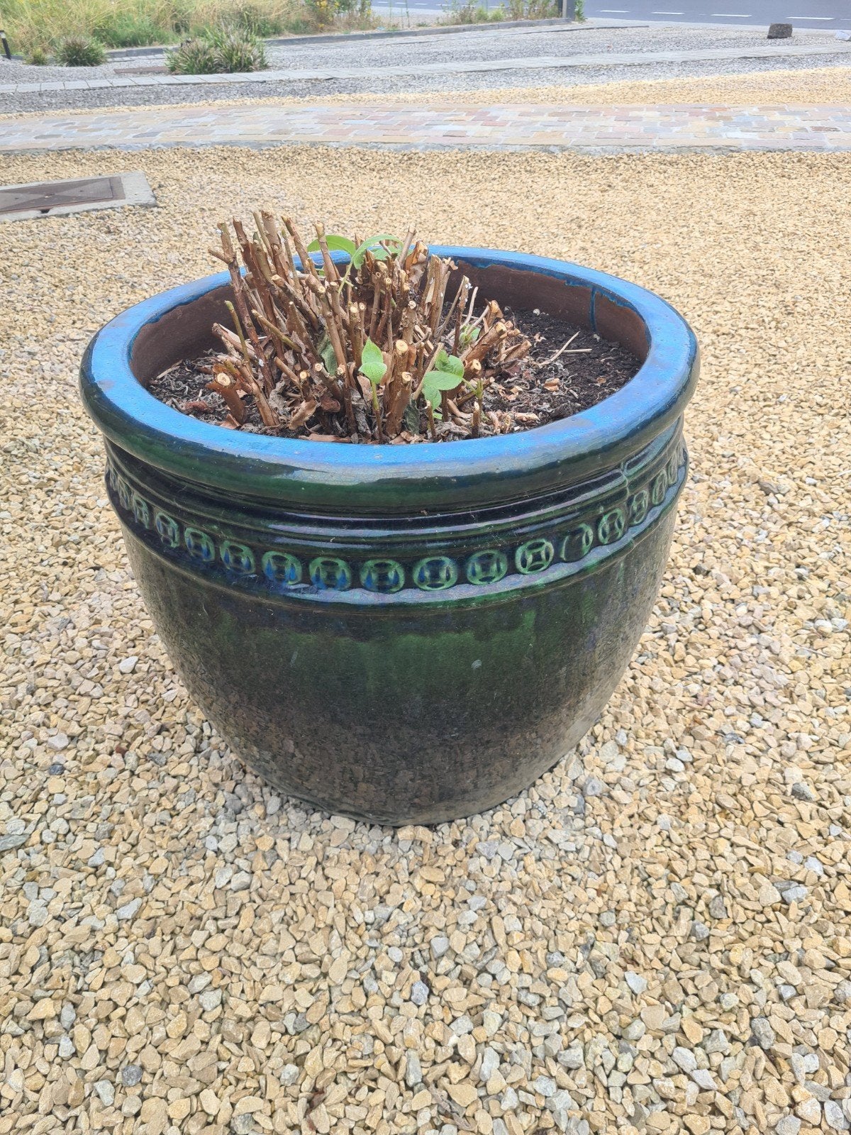 bloemenbak (hoogte 55 cm - diameter 60 cm), Rond, Pierre, Comme neuf, 30 à 60 cm