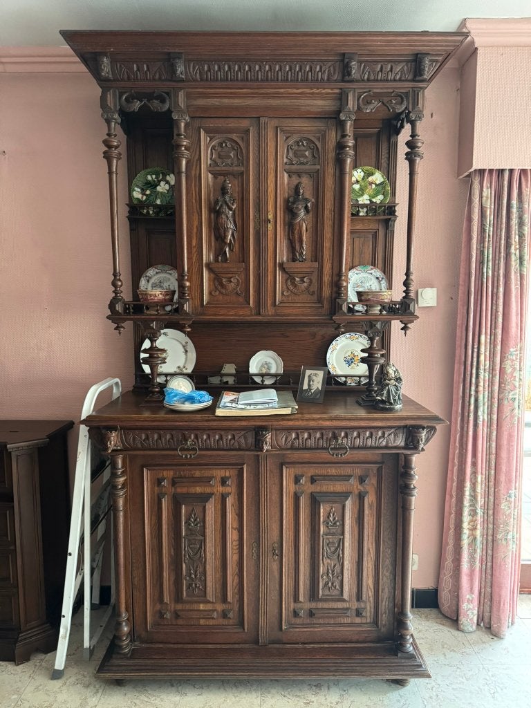 Mechelse kasten (3) + spiegel + tafel + salontafel / vintage, Enlèvement
