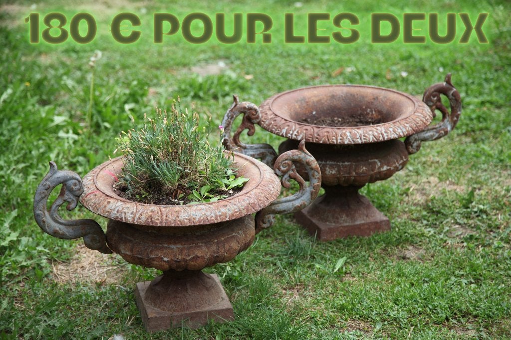 2 Vasques Style Chambord antique en fonte patine ancienne, Enlèvement, Bronze