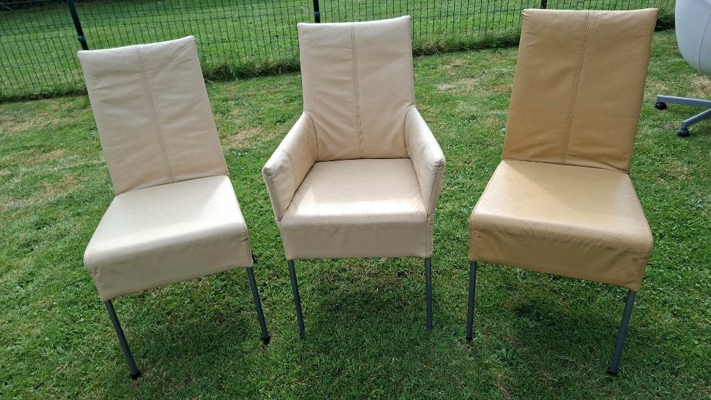 eetkamerstoelen in leder, Ophalen, Gebruikt, Leer