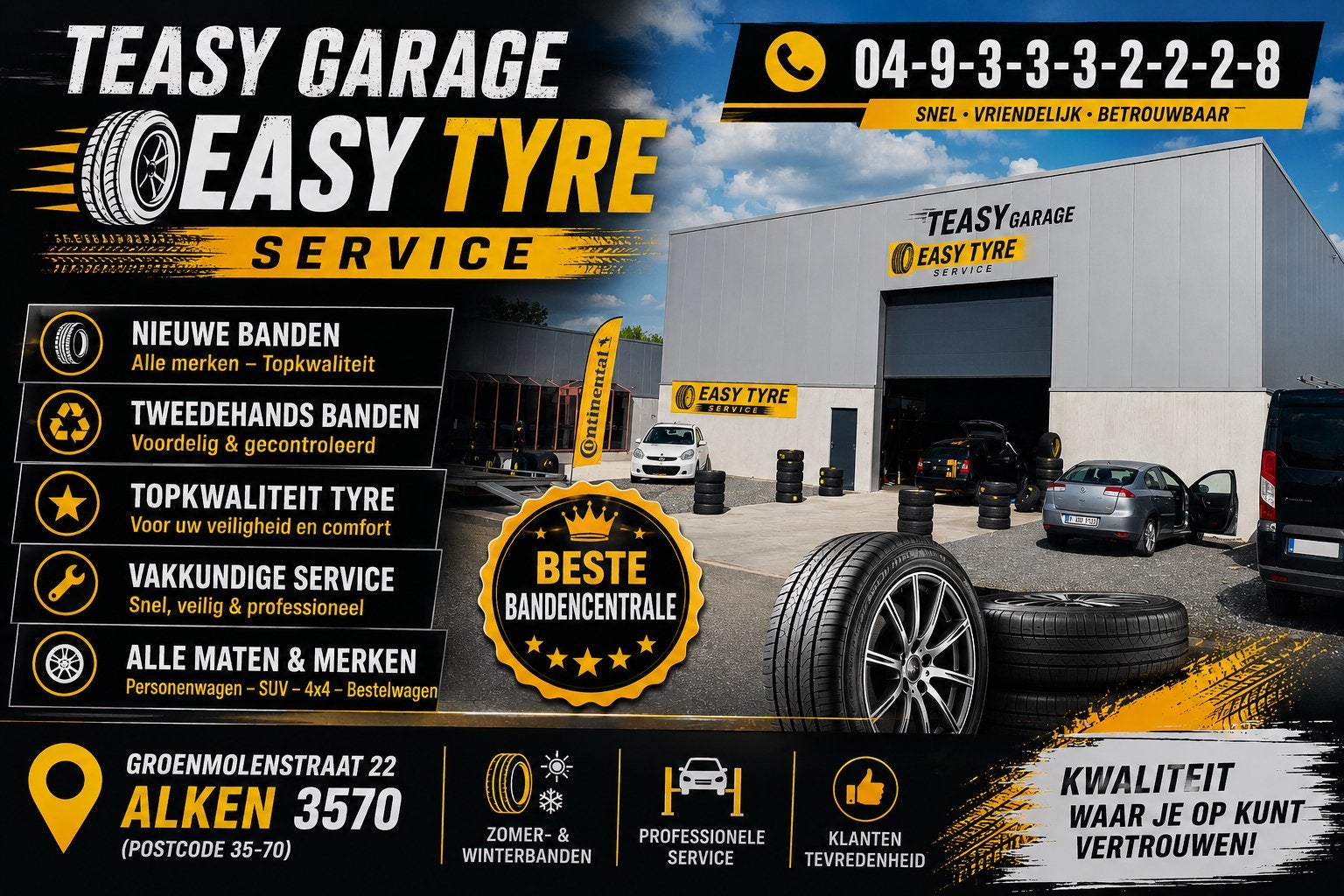 EASY TYRE SERVICE  NIEUWE & TWEEDEHANDS AUTOBANDEN, Hobby & Loisirs créatifs, Timbres épargne, Enlèvement ou Envoi