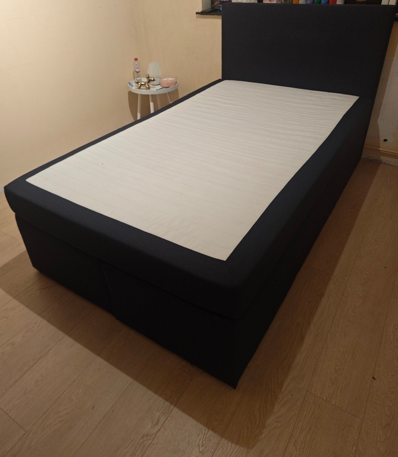 Lit boxspring 120 cm 1 personne en très bon état., Maison & Meubles, Gris, Une personne, Enlèvement, Utilisé