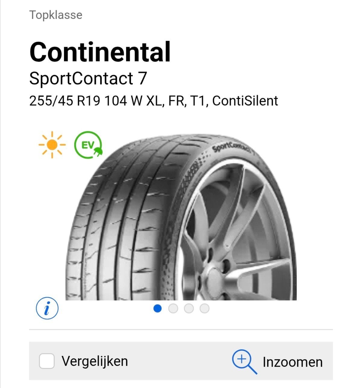 Continental Sportcontact 7 - 255/45R19 - démontage neuf, Neuf, 255 mm, Véhicule de tourisme, Pneus été