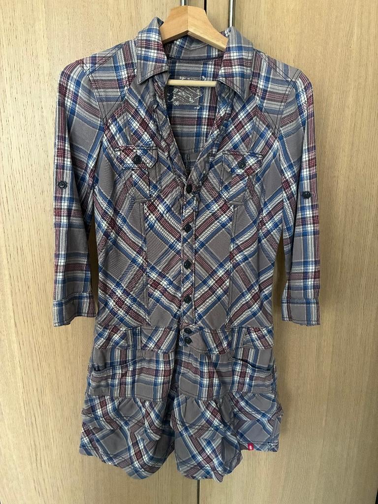 Kort geruit grijs kleedje Esprit edc maat S, Gris, Enlèvement, Porté, Esprit