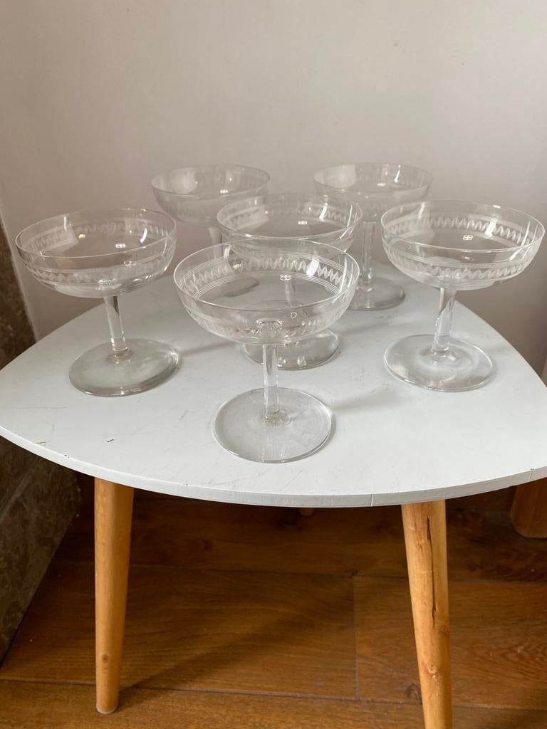 6 coupes à champagne, Antiek en Kunst, Antiek | Glaswerk en Kristal, Ophalen of Verzenden