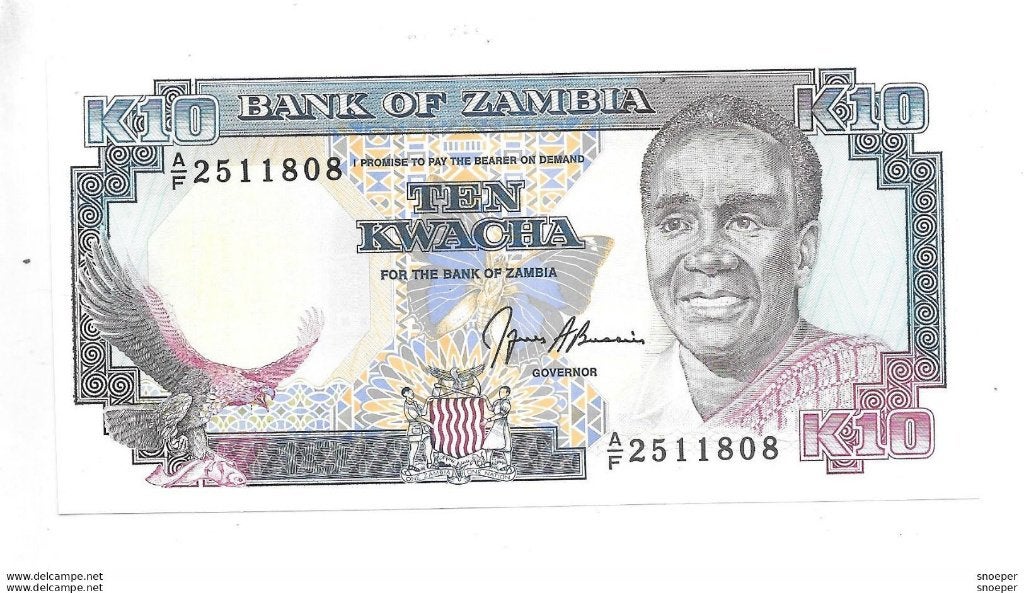 zambia 10 kwacha 1989 31b unc, Postzegels en Munten, Bankbiljetten | Afrika, Verzenden, Zambia, Los biljet