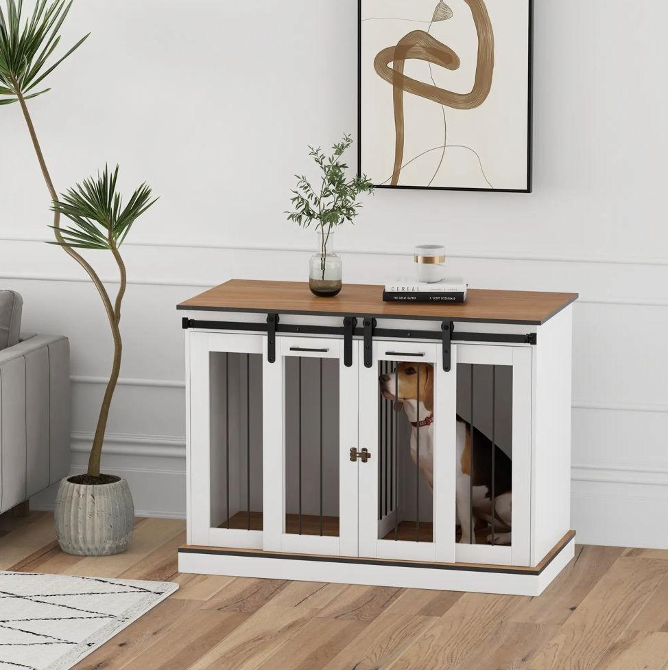Bench met 2 deuren rustiek ontwerp, Wit 120L x 60W x 88.5Hcm, Dieren en Toebehoren, Ophalen, Nieuw