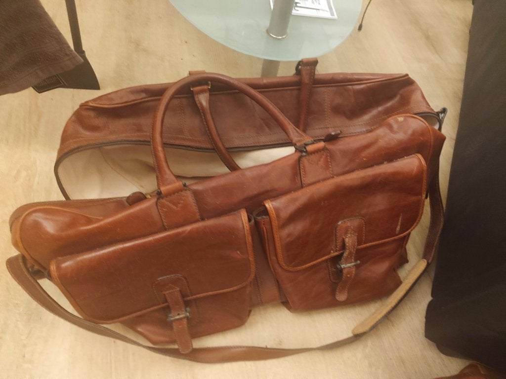 « Grand sac de voyage en cuir Vintage The Bridge Firenze —, 60 à 80 cm, 55 à 75 cm, Brun, Enlèvement