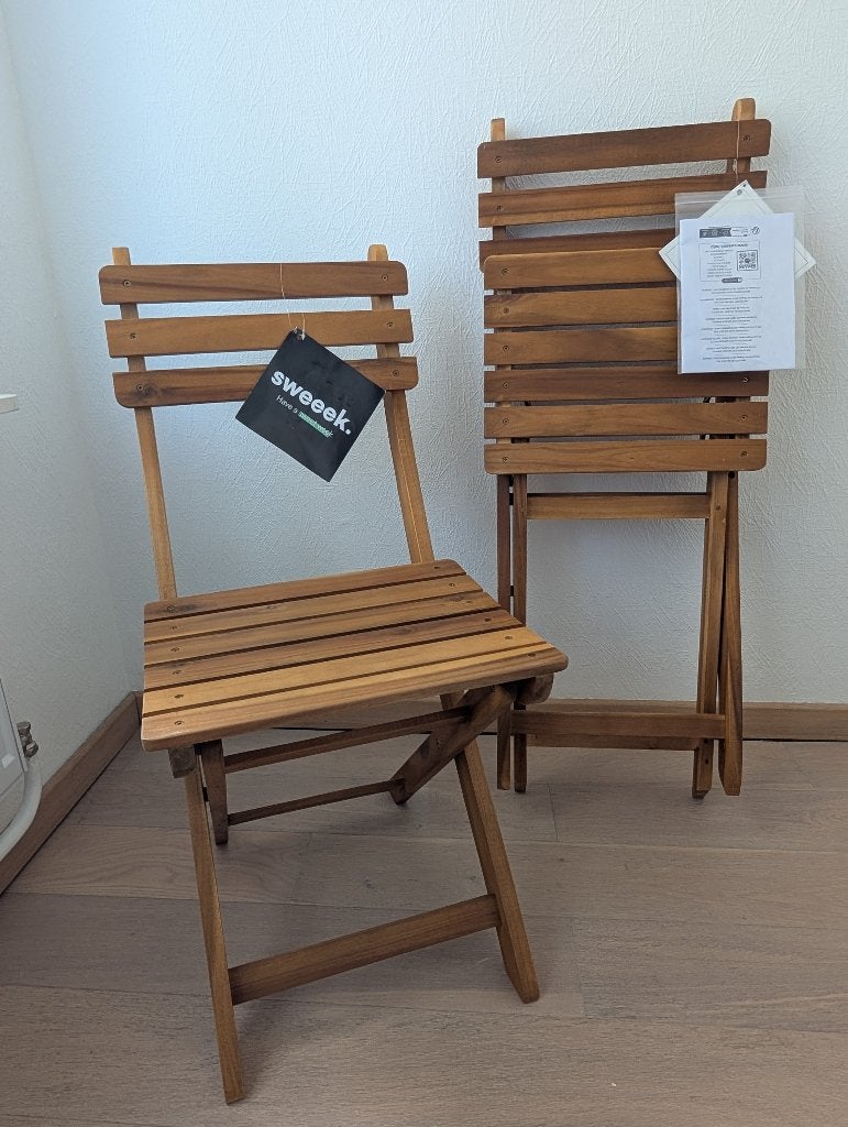 Vouwbare acacia tuinstoelen (2x), Ophalen, Nieuw, Hout, Inklapbaar
