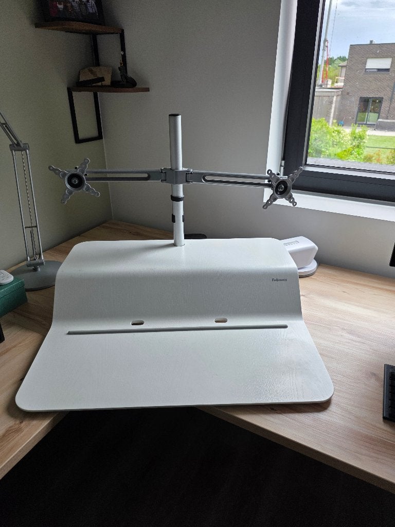 Moniteur double blanc Fellowes RT Sit-Stand, Divers, Accessoires de bureau, Neuf, Enlèvement