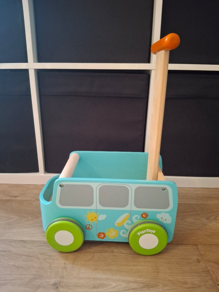 Houten loopwagentje Plantoys, Kinderen en Baby's, Ophalen, Zo goed als nieuw, Rij- of Hobbelspeelgoed