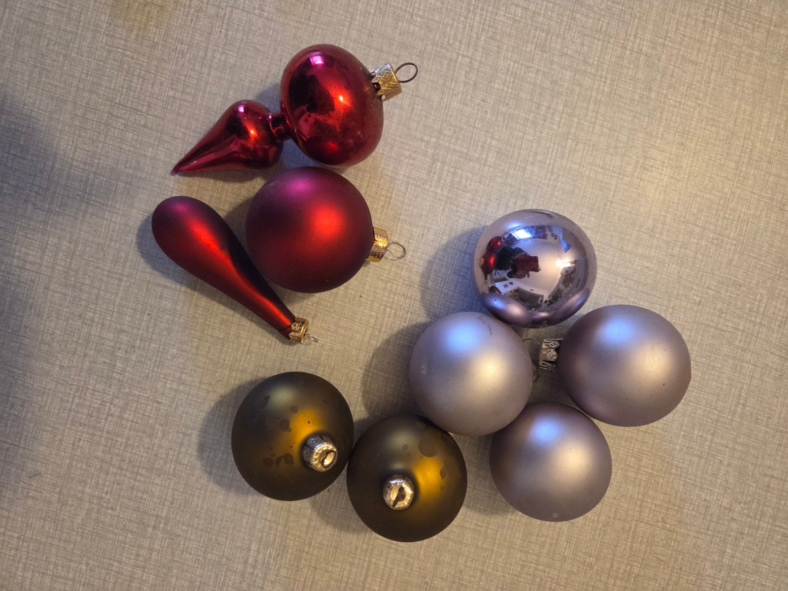 9 vintage glazen kerstballen., Ophalen of Verzenden, Gebruikt