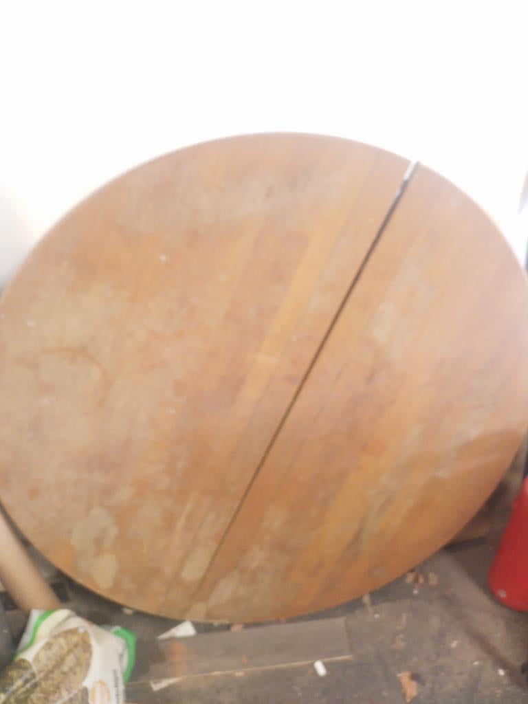 Ronde tafel 120 cm  verlengbaar 50 cm vol hout zwaar, Ophalen