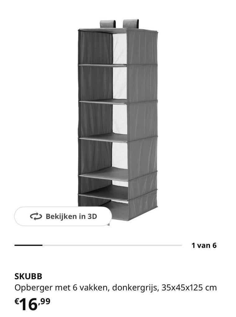 Twee ikea skubb opbergers met 6 vakken, donkergrijs, Huis en Inrichting, Ophalen, Nieuw