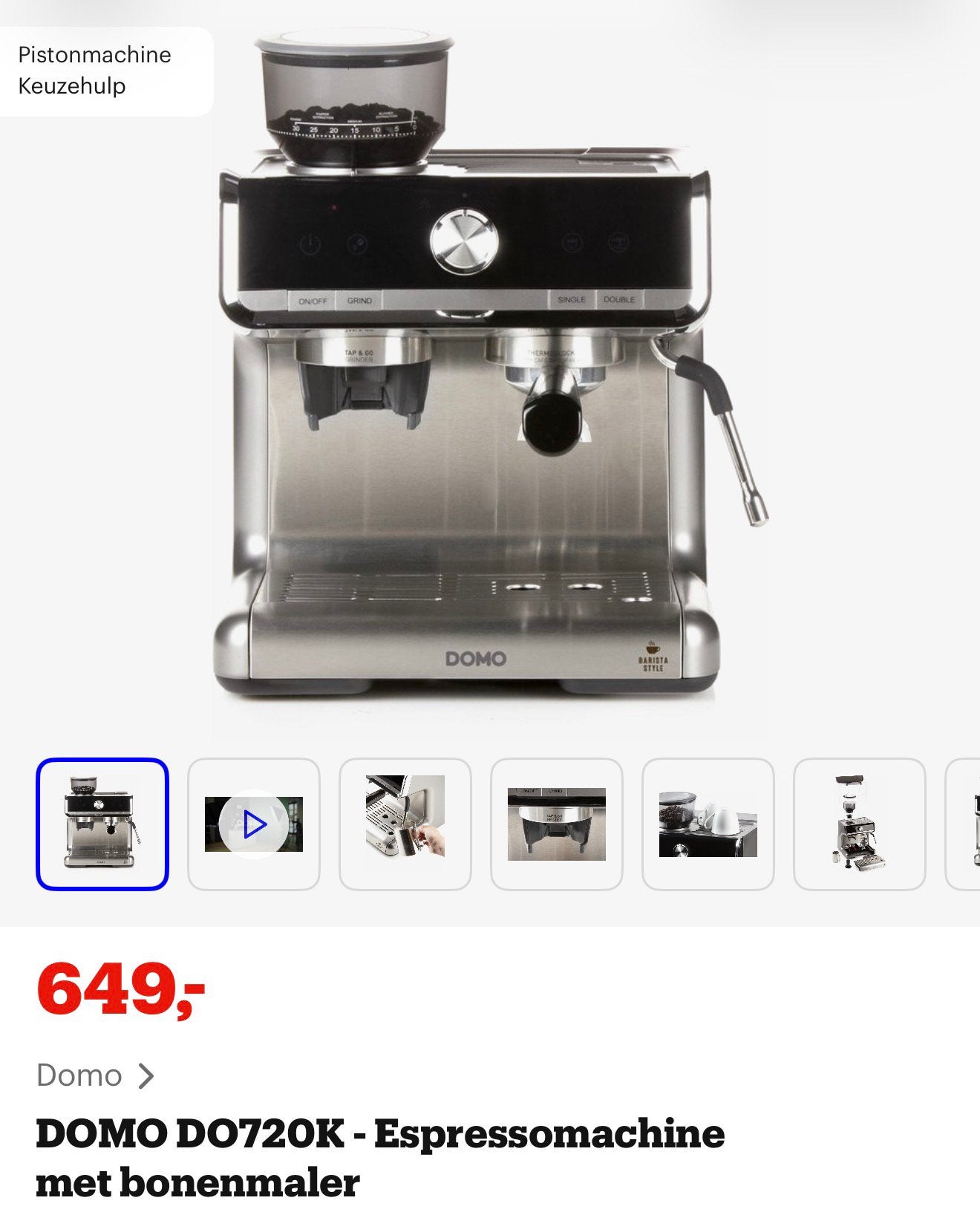 DOMO DO720K Espressomachine – Barista‑kwaliteit thuis!, Enlèvement, Comme neuf