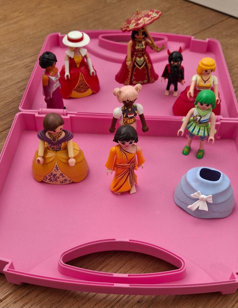 PLAYMOBIL roze opbergkoffer en prinsessen, Ophalen, Complete set, Fantasy, Zo goed als nieuw