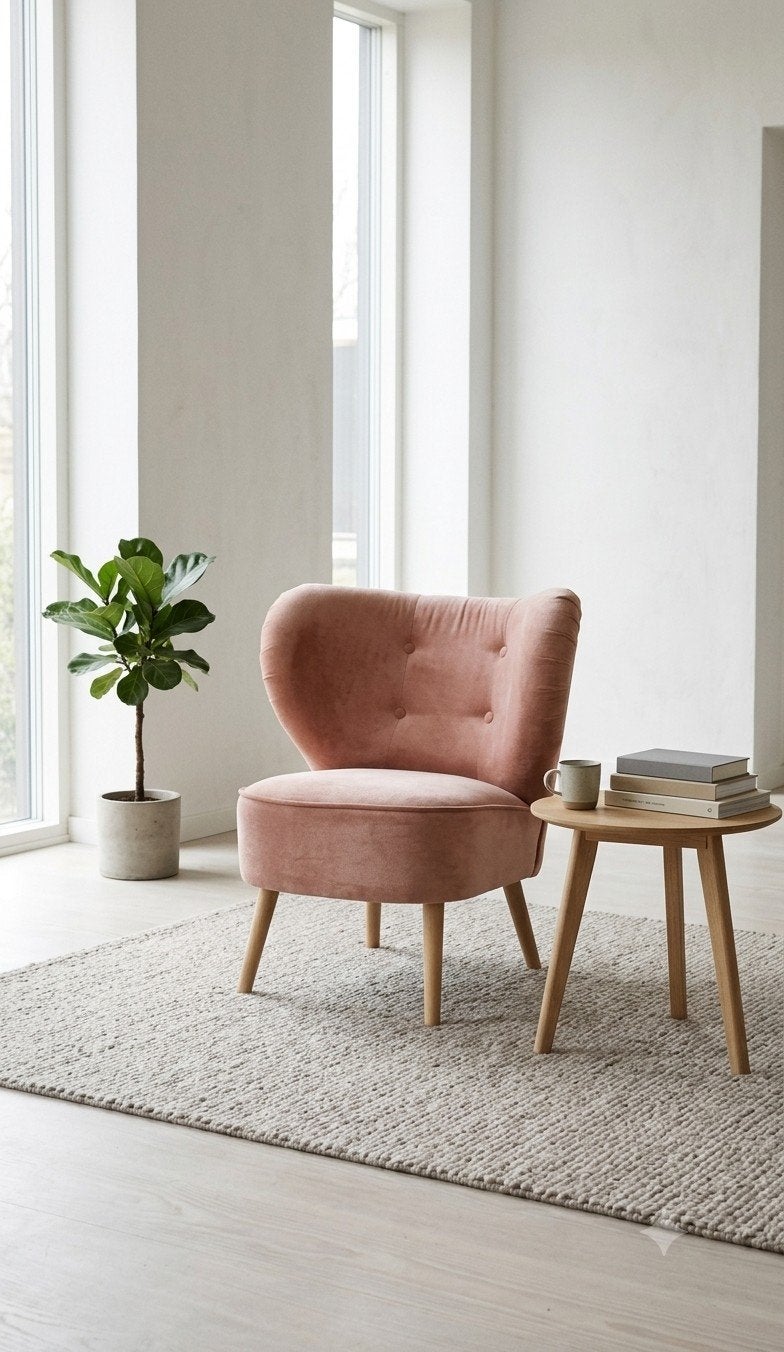 Vintage poederroze cocktailfauteuil, Huis en Inrichting, Fauteuils, Ophalen