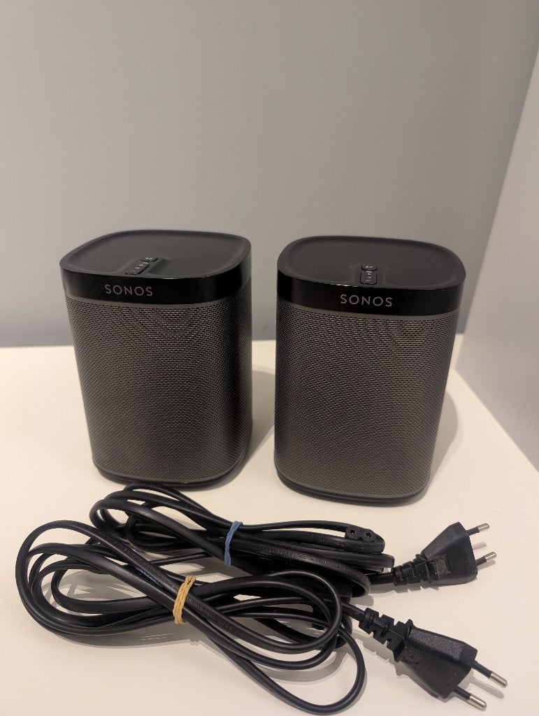 Sonos Play 1 zwart paar - Perfecte staat - Wifi-luidspreker, Audio, Tv en Foto, Geschikt voor surround/home cinema, Ophalen of Verzenden