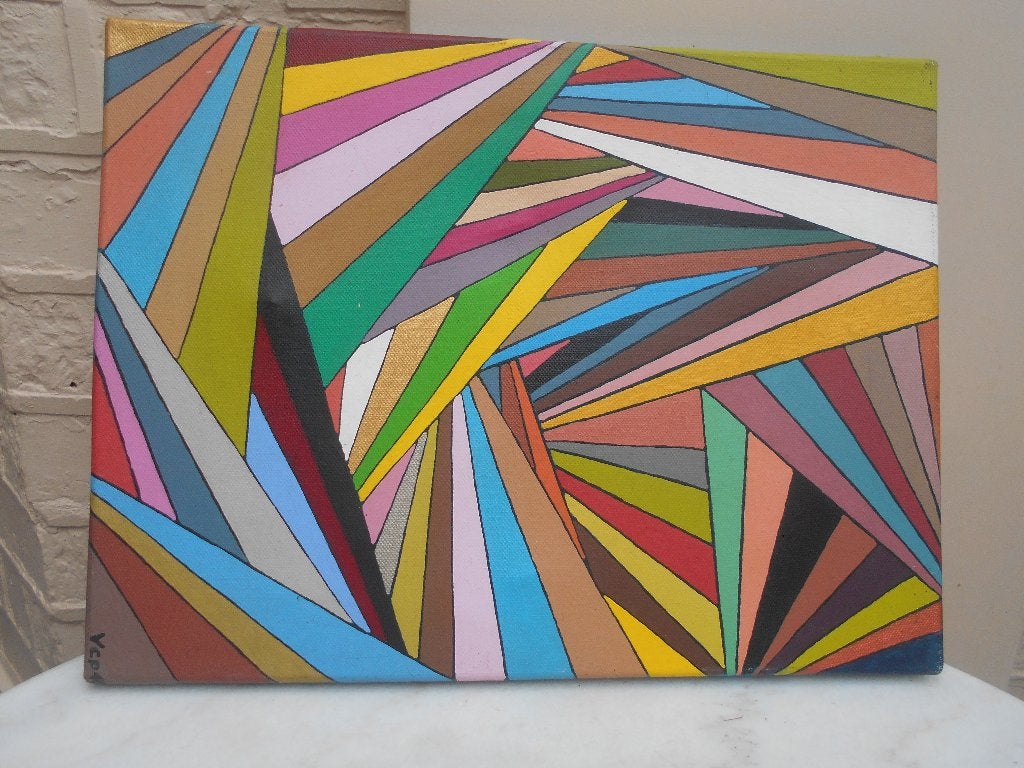 tableau peinture formes geometriques, Antiquités & Art, Enlèvement ou Envoi, Abstrait, Autres sujets