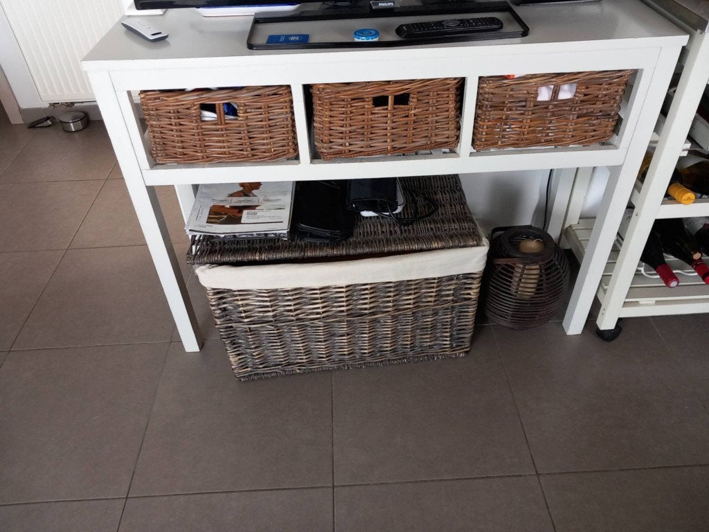 Table Console avec 3 Tiroirs en osier et coffre en osier, Huis en Inrichting, Ophalen, Zo goed als nieuw, Overige houtsoorten