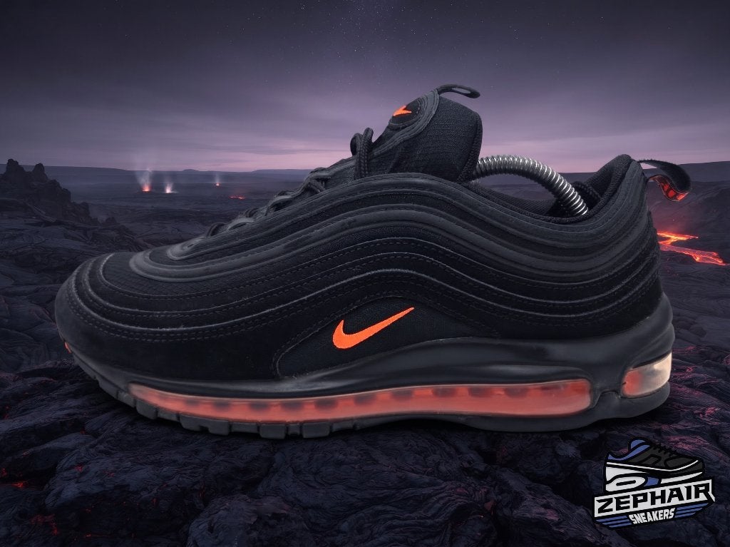 Nike Air Max 97 'Black/Hyper Crimson' EU42.5 2018, Enlèvement ou Envoi, Nike, Porté, Baskets