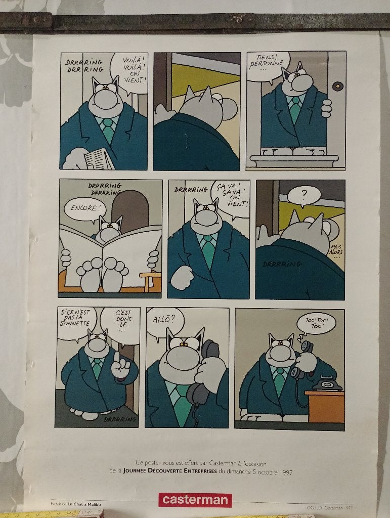 Stripboekposter van Philippe Geluck Casterman uit 1997, Ophalen of Verzenden