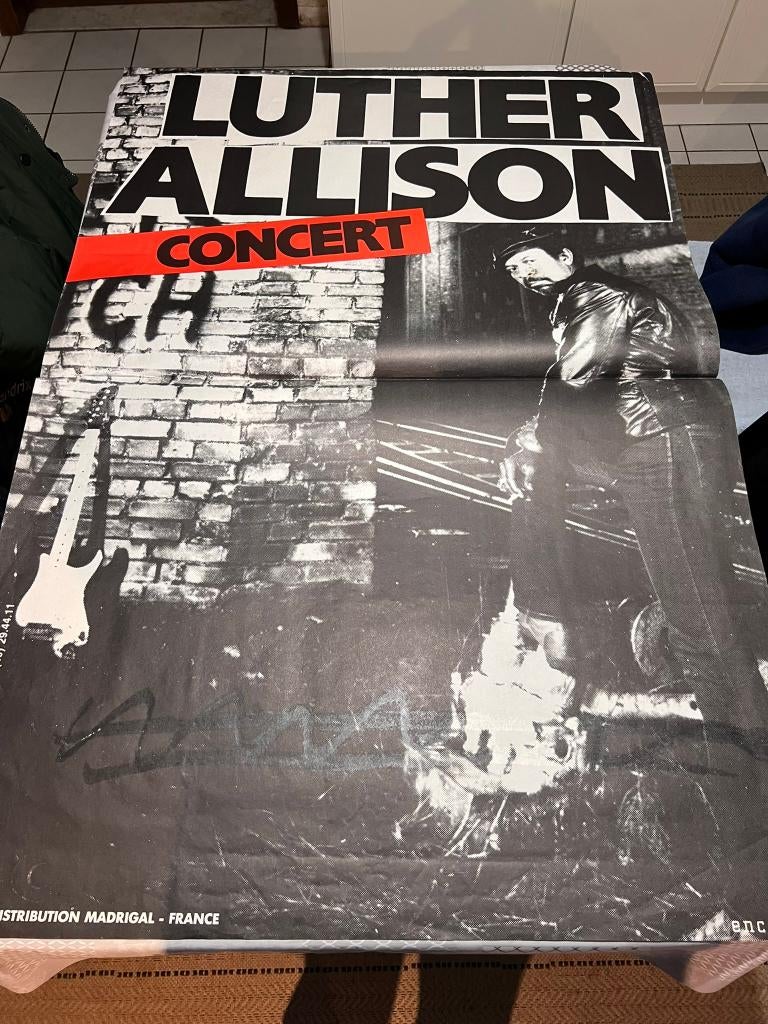 Vintage Poster Luther Allison Concert, Deurposter of groter, Ophalen of Verzenden, Muziek, Rechthoekig Staand