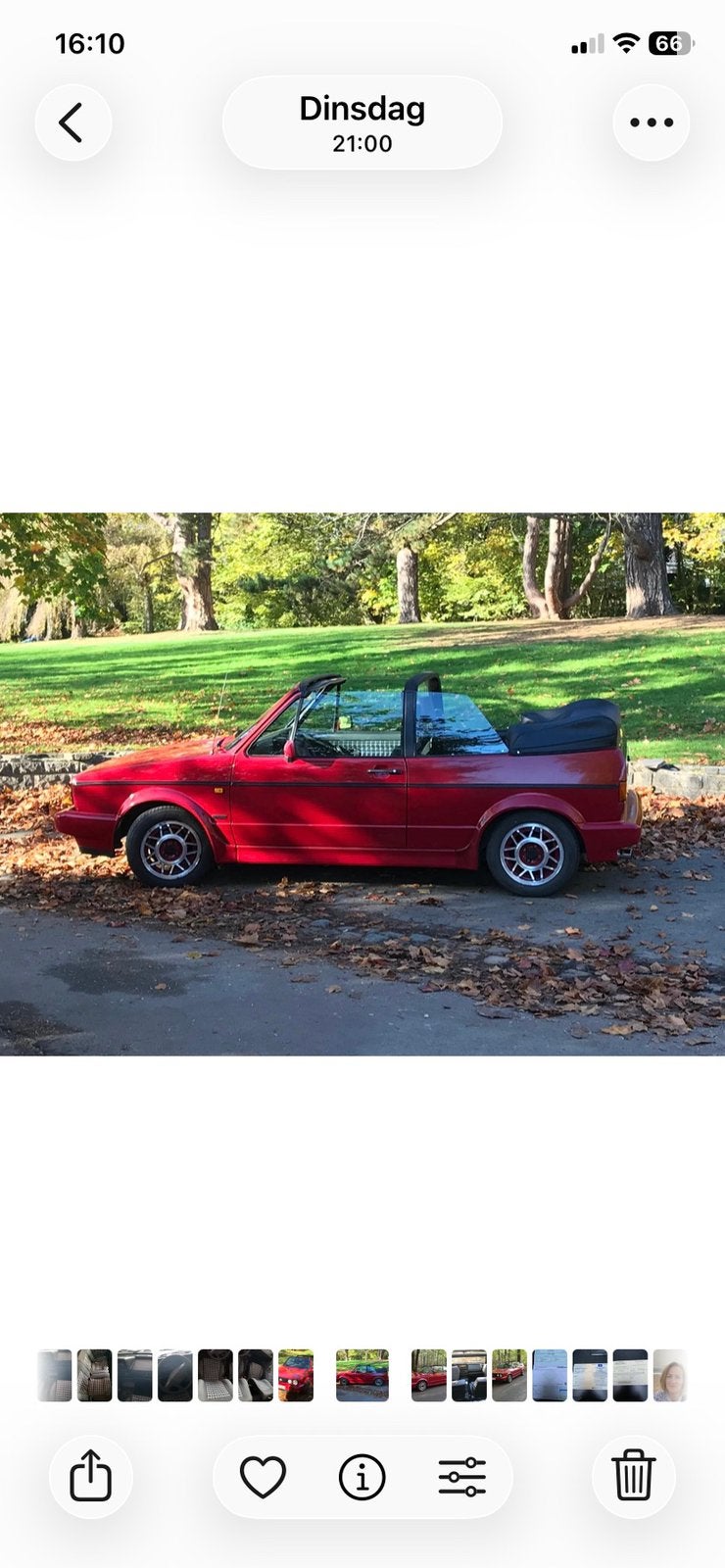 Golf1 Cabrio Karmann Paprikarood 1992, Auto's, 90 kW, 4 zetels, Stof, Cabriolet