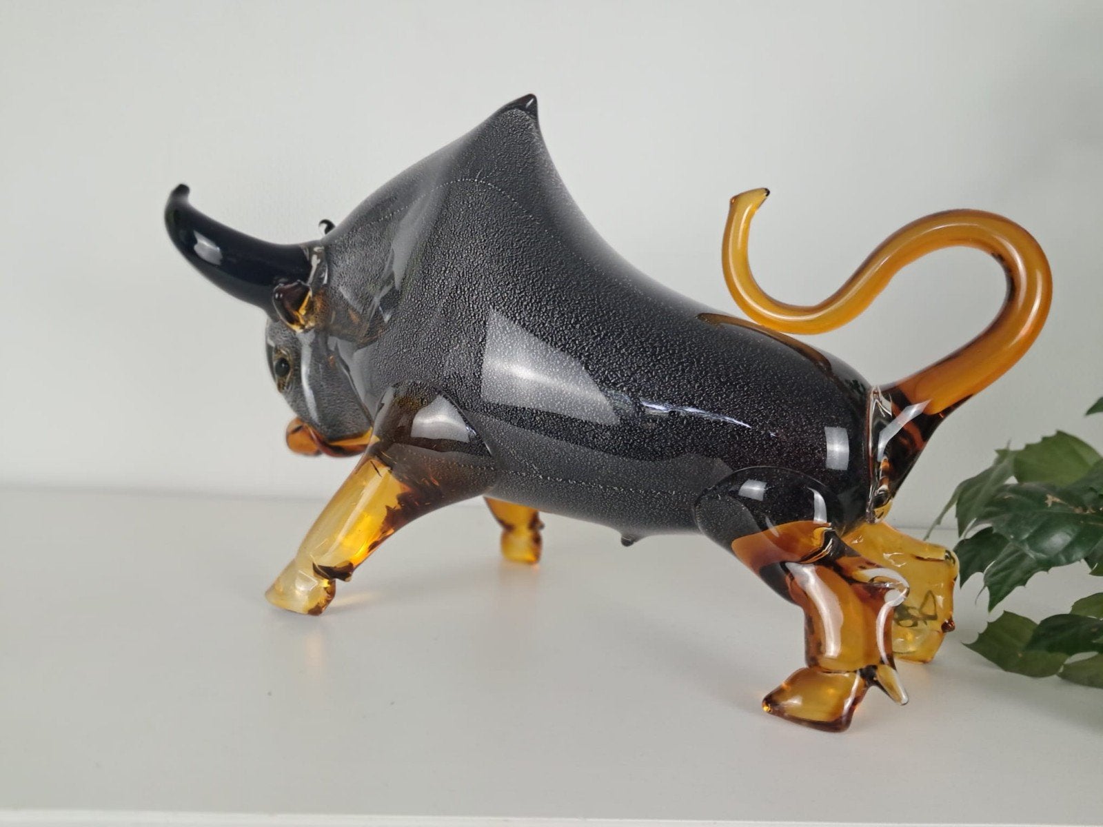 Prachtige Grote Glazen Stier / Decoratief Kunstobject, Antiek en Kunst, Ophalen of Verzenden, Object, Glas