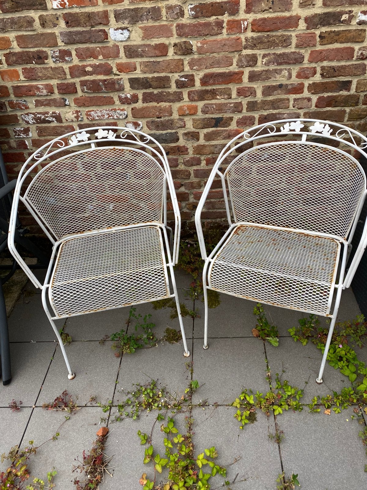 2 Mooie antieke tuinstoelen, Tuin en Terras, Tuinstoelen, Ophalen, Gebruikt, Metaal