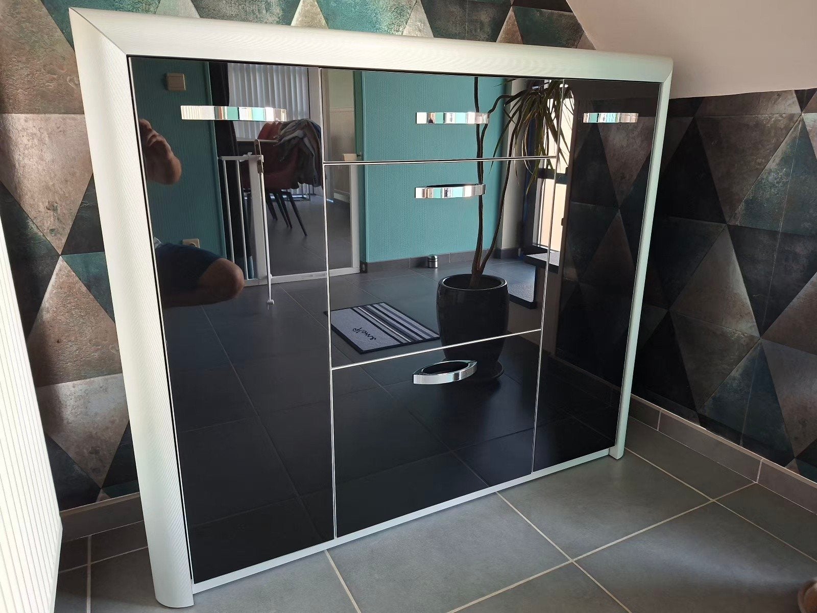 Meubles hall d’entrée, finition verre noir brillant, 300€, Maison & Meubles, Enlèvement