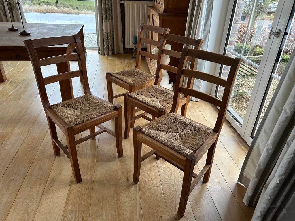 4 chaises en Teck Massif, Maison & Meubles, Chaises, Brun, Enlèvement, Utilisé, Classique