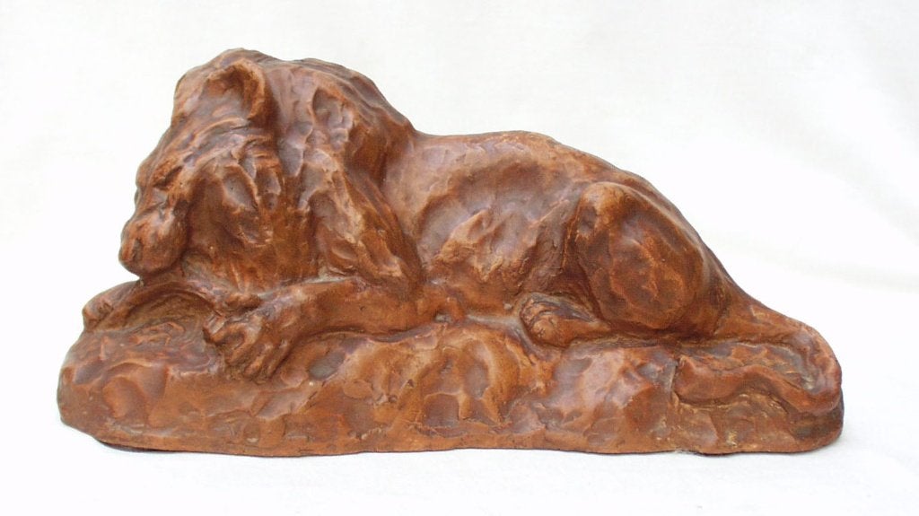 Albert Hager - Beeld leeuw - Begin 1900., Gemerkt, Ophalen of Verzenden, Zoogdier, 20 - 50 cm