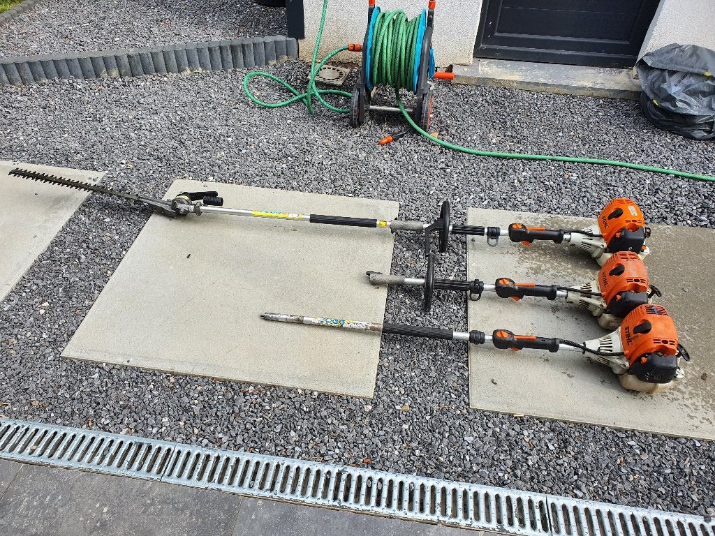 3 x Stihl Combimotor 2 x km 90 R Heggenschaar 1  x 100 werk, Ophalen, Zo goed als nieuw, Benzine, Stihl