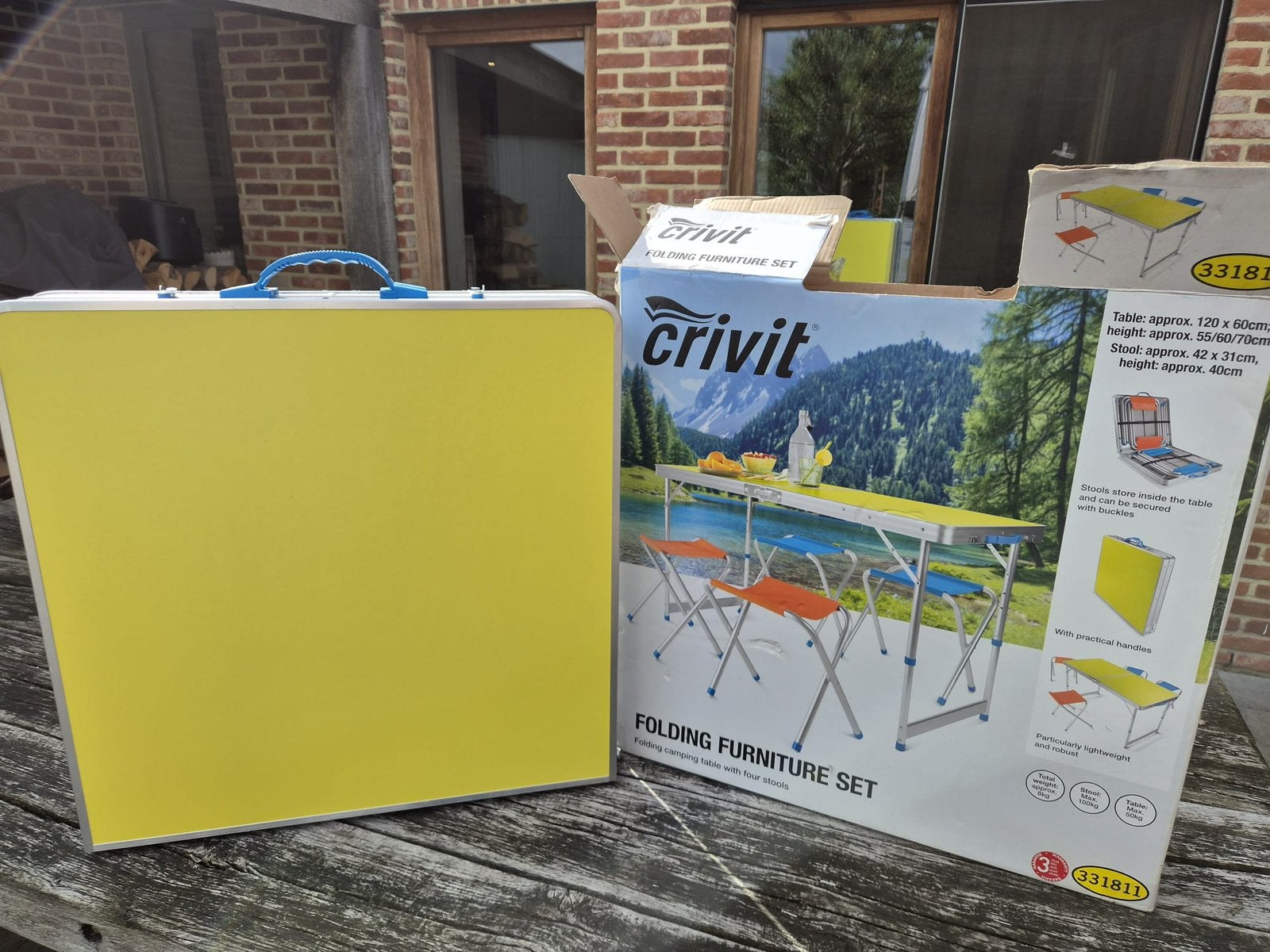 Kampeertafel + 4 stoelen, Enlèvement, Neuf