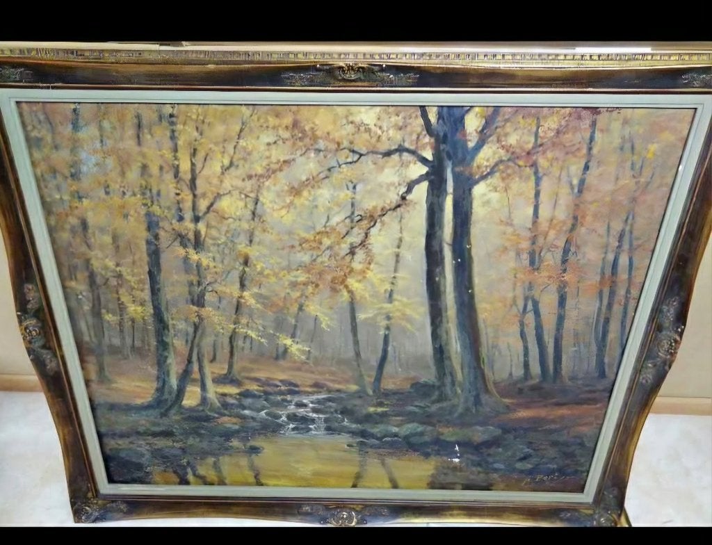 Paysage automnal atmosphérique (huile sur toile), Signé, Peinture à l'huile, Paysage, Enlèvement