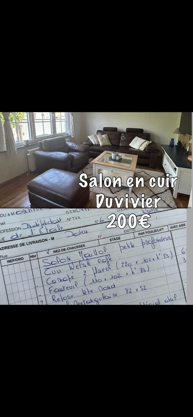 Salon en cuir Duvivier, Maison & Meubles, Enlèvement